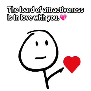 😍 The loard of attractiveness is in love with you. 사랑, 하트, 매력, 막대기 인간, 발렌타인 데이, 로맨틱 telegram sticker