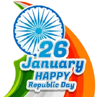 😀 26 January HAPPY Republic Day Fête de la République, Inde, Férié, Célébration, 26 janvier, Drapeau indien telegram sticker