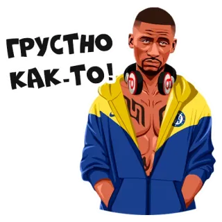😒 грустно как-то! เศร้า, ผู้ชาย, หูฟัง, สีหน้า, อารมณ์, ผิดหวัง telegram sticker