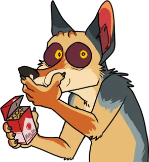 🔥 cigarrillo, fumar, lobo, dibujos animados, drogas, Marlboro, adicción whatsapp sticker