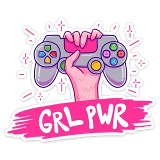 💅 GRL PWR girl power, gamer, controller, feminisme, game telegram sticker