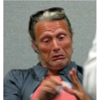 😟 Mads Mikkelsen 俳優, 男, 顔, 表情, 感情 telegram sticker