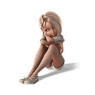 😊 elf, kreskówka, siedzący, kobieta, smutny, postać telegram sticker