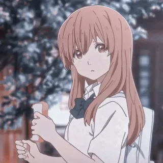 😮 Shouko Nishimiya A Silent Voice Anime, Dziewczyna, Mundur szkolny, Postać, Shouko Nishimiya, A Silent Voice telegram sticker