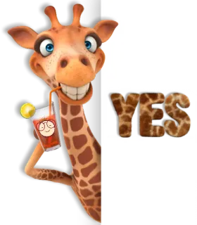 🍹 YES Giraffe, Cartoon, Ja, Tier telegram sticker