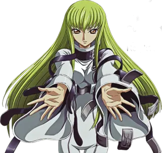 😏 C.C. Code Geass Anime, Personnage, Cheveux verts, Fille anime, Manga telegram sticker