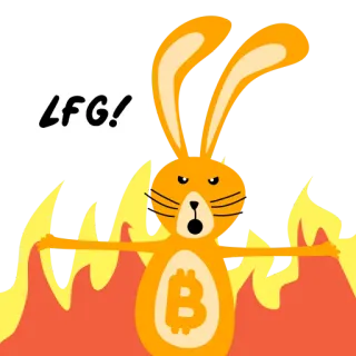 🔥 LFG! rabbit, fire, bitcoin, cryptocurrency, hype, meme telegram sticker