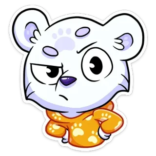 🤨 животное, белый медведь, мультфильм, злой, милый, наклейка telegram sticker