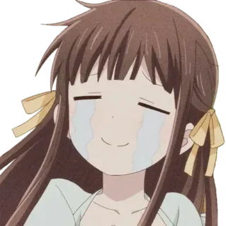 😂 Tohru Honda Fruits Basket อนิเมะ, ร้องไห้, เศร้า, น้ำตา, สีหน้า, ตัวละคร whatsapp sticker