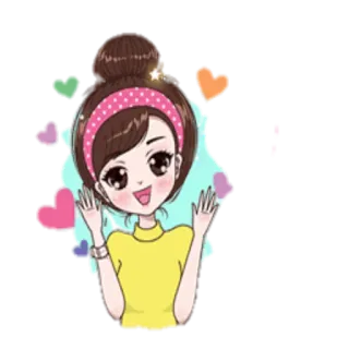 😃 desenho animado, menina, fofa, kawaii, corações, feliz telegram sticker