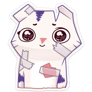 🤕 sticker, Comic Katze, verband, traurig, verletzt, Katze telegram sticker