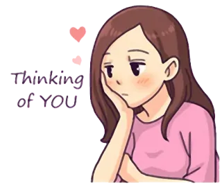 💭 Thinking of YOU pensando, menina, fofo, amor, saudação telegram sticker