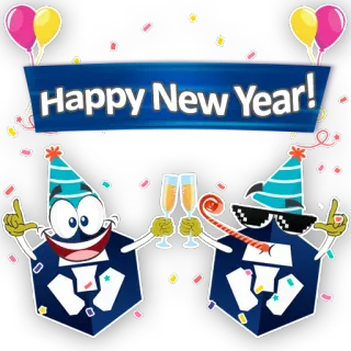 🍾 Happy New Year! ano novo, celebração, festa, feriados, balões, confete, brinde, copos, festivo telegram sticker