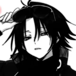 🎧 Anime, Manga, Personaggio, Bianco e nero, Occhiali da sole telegram sticker