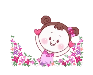 ❤️ desenho animado, menina, fofo, flores, kawaii, rosa, adesivo telegram sticker