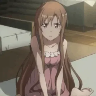 💞 Asuna Yuuki Sword Art Online anime, girl, character, bedroom, indoors whatsapp sticker