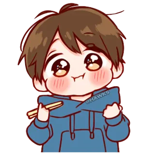 💞 @HAWKS anime, kawaii, chopsticks, cute, boy telegram sticker