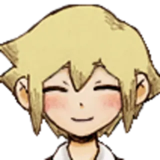 😊 Basil Omori วิดีโอเกม, ตัวละคร, น่ารัก, ยิ้ม, หน้าแดง, ผมบลอนด์ telegram sticker