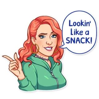 😏 Lookin' Like a SNACK! femme, collation, compliment, dessin animé, amical, illustration, art numérique telegram sticker