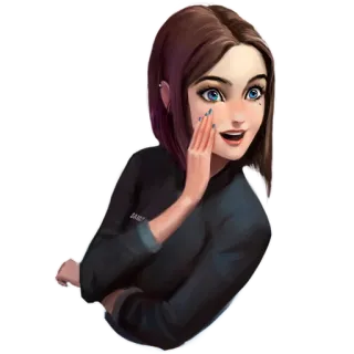 🤫 Sam Сэм, Виртуальный ассистент, ИИ, Мультфильм, Девушка, Цифровое искусство telegram sticker