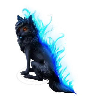 🐺 лиса, мифический, существо, фэнтези, животное, волк, огонь, синий telegram sticker