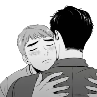 😌 กอด, ความรักใคร่, ความรัก, โอบกอด, ภาพประกอบ, ระดับสีเทา telegram sticker