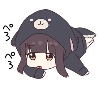 🌩 ぺっぺっぺ Anime, Manga, Chibi, Niedlich, Bären Hoodie, Liegend telegram sticker