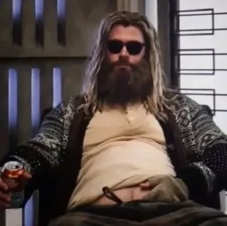 😎 Thor Thor, Marvel, Supereroe, Occhiali da sole, Birra, Rilassato telegram sticker