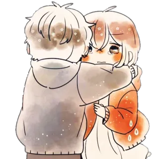 🥡 Paar, Umarmung, Liebe, Zuneigung, Anime, Süß, Freundschaft telegram sticker