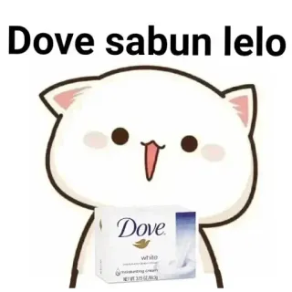 😋 Dove sabun lelo paloma, jabón, gato de dibujos animados, texto, meme whatsapp sticker