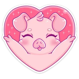 ❤️ Schwein, Herz, süß, Tier, Cartoon, rosa telegram sticker