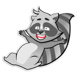😃 guaxinim, animal, desenho animado, fofo, feliz, mamífero telegram sticker