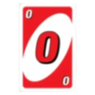 💟 Uno, juego de cartas, rojo, número 0, juego telegram sticker