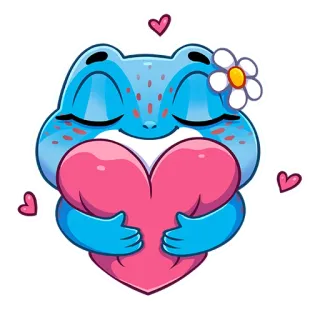 ❤️ rana, carino, cuore, amore, cartone animato, animale, adesivo whatsapp sticker