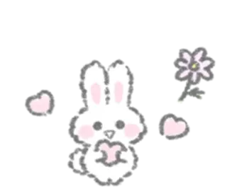 ⚰ lapin, lapinou, cœur, fleur, mignon, kawaii telegram sticker