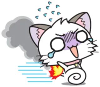 😱 cat, animated, sticker, cartoon, exhausted, fire whatsapp sticker