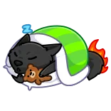 🥱 sleeping, wolf, cute, animal, cartoon, pillow, blanket, teddy bear telegram sticker