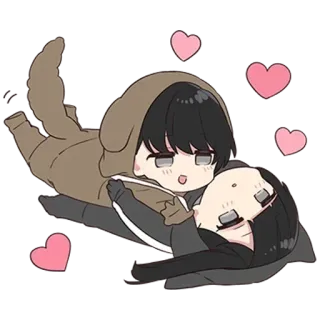 ♥ cute, couple, love, cartoon, hearts, anime, kawaii, sticker telegram sticker