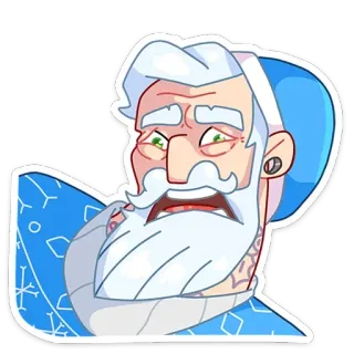 🤨 ฤดูหนาว, หิมะ, เครา, ตัวละคร, เท่, สีน้ำเงิน, สนุก telegram sticker