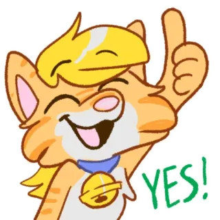 👍 YES! chat, dessin animé, oui, positif, accord, animal telegram sticker