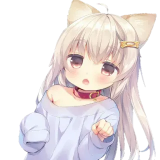 😺 Аниме, Кот, Девочка, Милый, Котенок telegram sticker