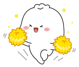 💭 cheering, pom poms, cute, happy, celebration, kawaii, cartoon, animation telegram sticker