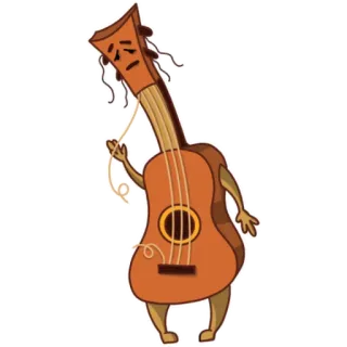 😔 gitaar, muziek, instrument, verdrietig, cartoon telegram sticker