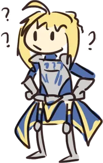 ❔ Saber Fate/stay night Anime, Personaggio, Saber, Fate/stay night, Punti interrogativi, Confuso telegram sticker
