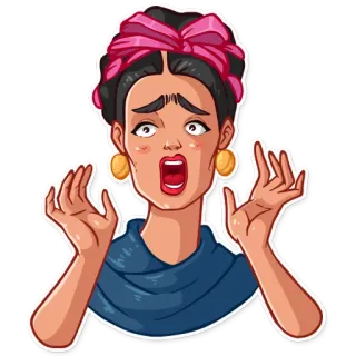 😱 Frida Kahlo Фрида Кало, художник, в шоке, удивлен, женщина, портрет telegram sticker
