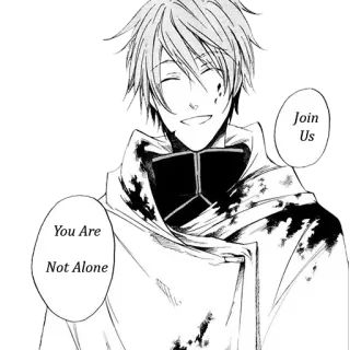 😶 Join Us
You Are
Not Alone Anime, Mangá, Sangrento, Personagem, Junte-se a nós, Não está sozinho telegram sticker