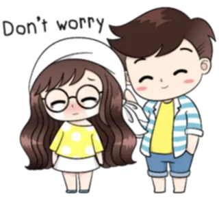 🙁 Don't worry 귀여운, 커플, 연애, 사랑, 만화, 카와이 whatsapp sticker