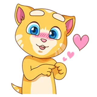 ❤ Talking Tom gato, fofo, amor, corar, animal, desenho animado telegram sticker