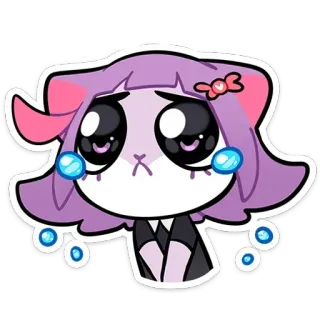 🥺 mèo, khóc, hoạt hình, dễ thương, nhãn dán, anime whatsapp sticker