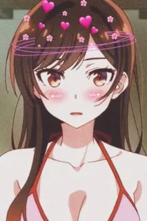 😳 anime girl, heart, blush, cartoon, cute, anime telegram sticker
